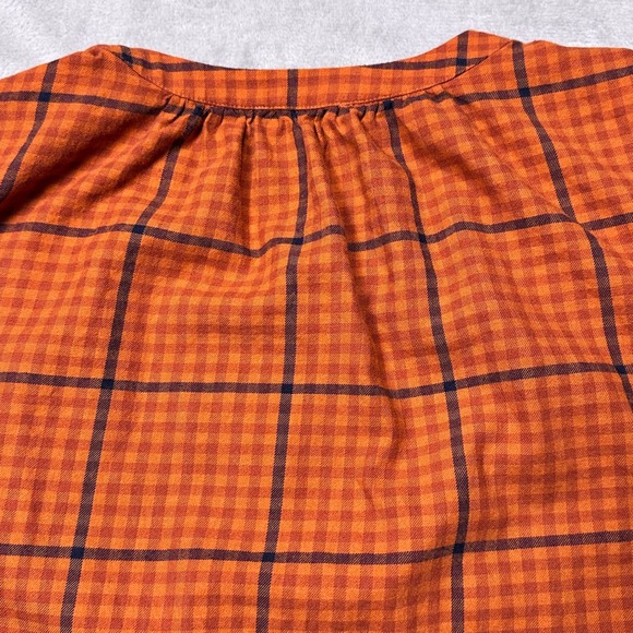 LOFT Burnt Orange Plaid Blouse Women's S Fall Core Rustic Cozy Autumn Top - Picture 7 of 12